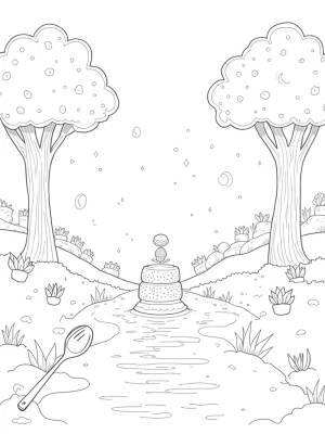 Broccoli Trees and Doughnut Sun in a Food Forest