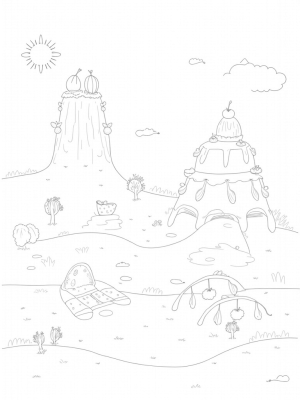 Oversized Fruits and a Cupcake Mountain in a Cozy Orchard