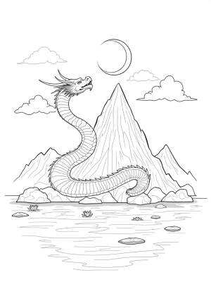 Colossal Dragon Wrapped Around a Crystal Mountain