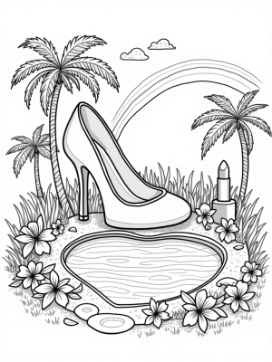 High-Heeled Shoe Dream House with Heart-Shaped Pool