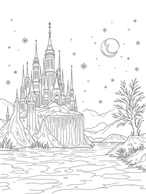 Crystalline Ice Palace with Dancing Snowflakes