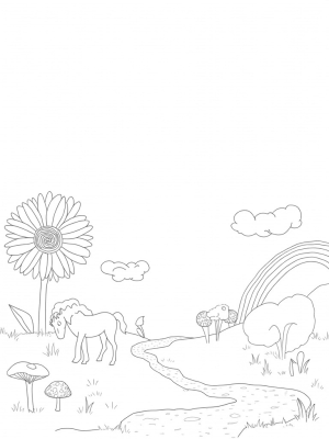 Multicolored Ponies in a Flowering Meadow