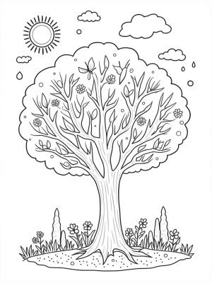 Three-Season Tree with Flower Garden