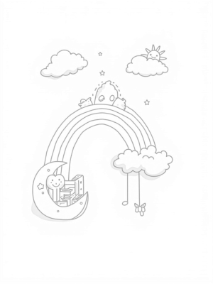 Crescent Moon Crib in a Cloudy Nursery