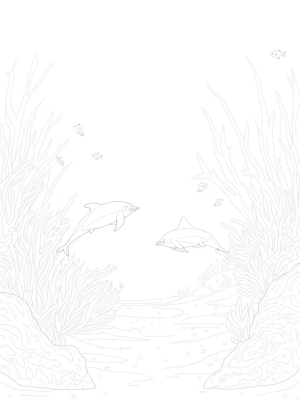 Playful Dolphins in a Tranquil Underwater Landscape