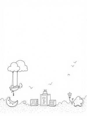 Dreamy Cloudscape with Baby Items