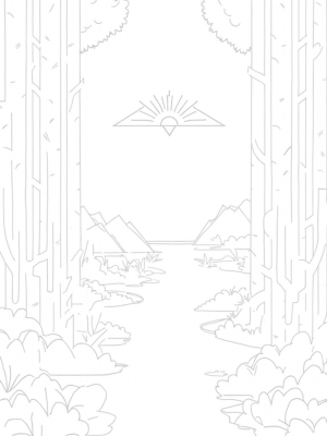 Geometric Triangle Forest with Trees and Flowers