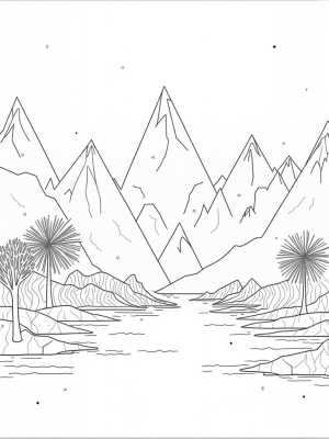 Geometric Triangle Landscape with Mountains and Lakes