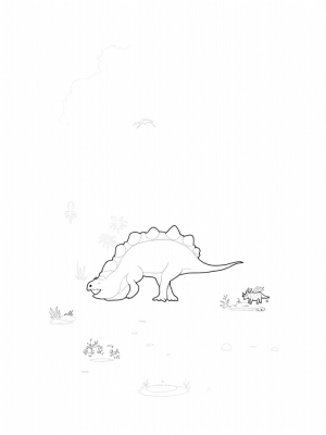 Stegosaurus and Friends in a Prehistoric Jungle