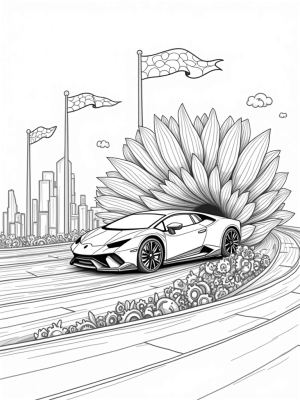 Futuristic Lamborghini in a Mechanical Flower