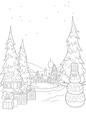 Holiday Village with Candy Cane Houses and Gingerbread Trees