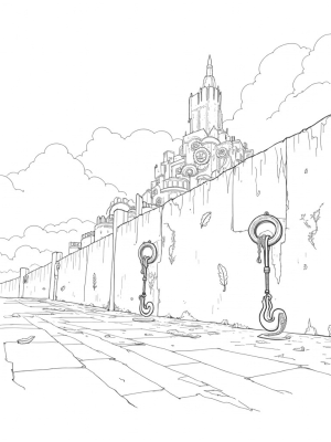 Crumbling City Wall with Steampunk Gears