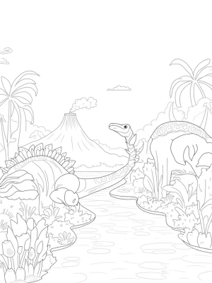 Stegosaurus in a Lush Prehistoric Jungle