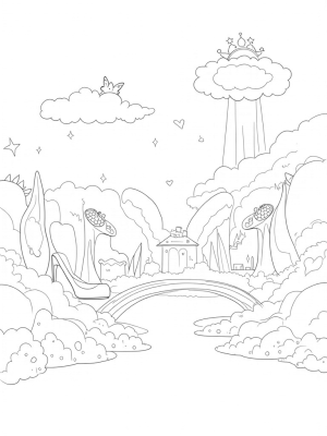 Pink Dreamscape with High-Heeled Shoes and Giant Makeup Compact