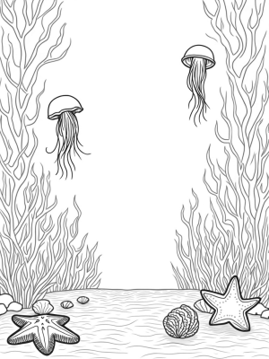 Underwater Garden with Jellyfish and Coral Tower