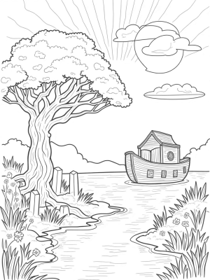 Ancient Tree and the Ark on the River