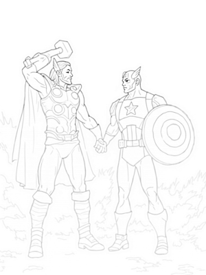 Thor vs. Captain America Battle Scene