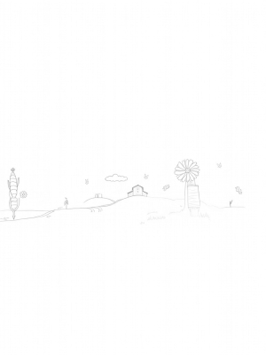Giant Vegetables in a Whimsical Farm Landscape