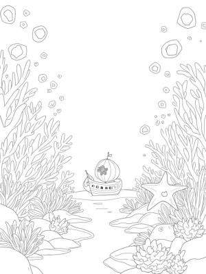 Underwater Garden with Geometric Coral and Marine Friends