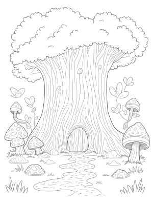 Cozy Den in a Mushroom Forest