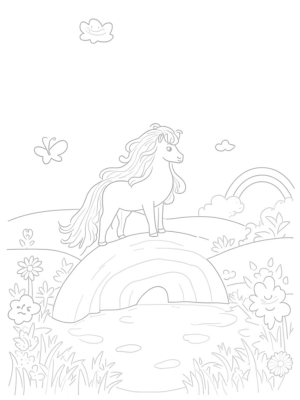 Majestic Pony in a Colorful Meadow