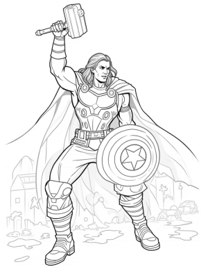 Thor and Captain America in Epic Battle Stance