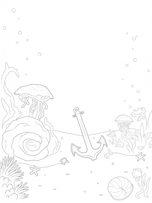 Underwater Garden with Seashells and Jellyfish
