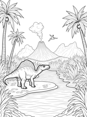 Stegosaurus in a Prehistoric Jungle