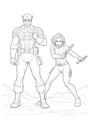 Captain America and Black Widow in Action