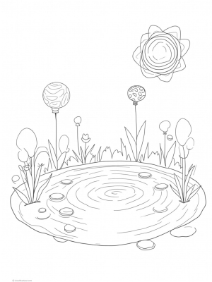 Floating Circles in a Whimsical Garden