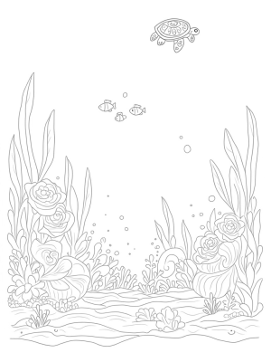 Underwater Garden with Seashell Flowers and Sea Life