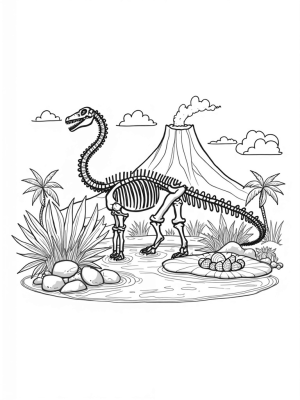 Colossal Dinosaur Skeleton in a Prehistoric Landscape
