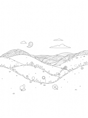 Dreamy Landscape of Fabric Waves and Giant Buttons