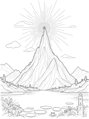 Majestic Dragon Coiled Around a Crystal Mountain