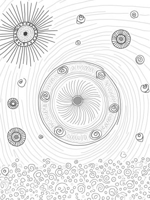 Swirling Galaxy of Colorful Circles