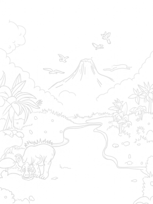 Brontosaurus Grazing in a Prehistoric Jungle