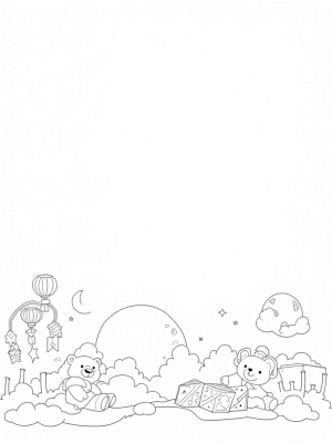 Dreamy Nursery with Plush Toys and a Whimsical Mobile