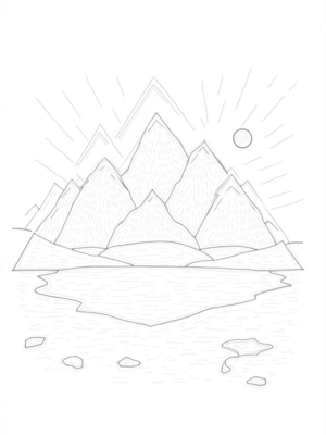 Triangular Mountain Landscape with Colorful Prism