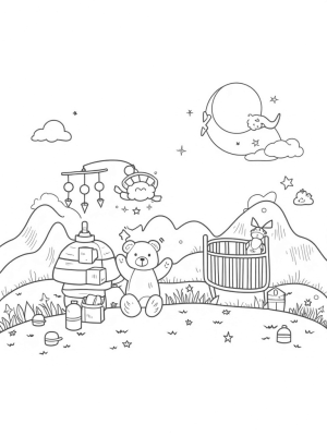 Oversized Building Blocks and a Teddy Bear in a Dreamy Nursery