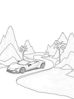 Futuristic Lamborghini on a Twisting Road