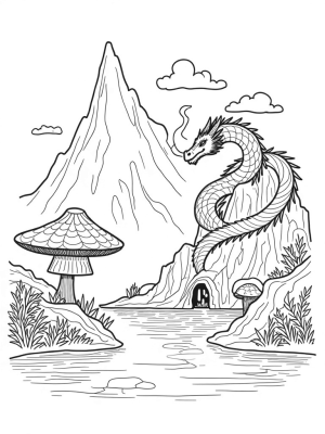 Majestic Dragon Coiled Around a Mountain Peak