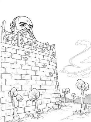 Colossal Titan Wall with Whimsical Trees