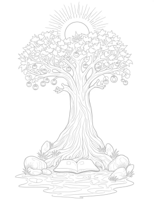 Ancient Tree by the Shimmering River