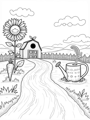 Sunny Farm with a Giant Apple Barn