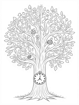 Four Seasons Tree with Clock