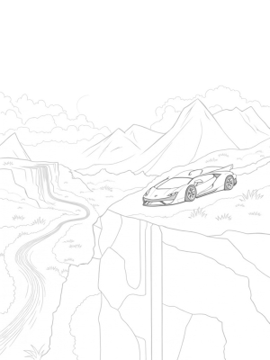 Futuristic Lamborghini on a Sunset Cliff
