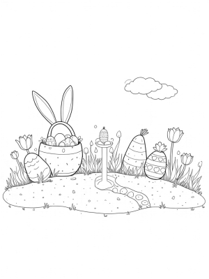 Colorful Eggs and a Playful Carrot Fountain