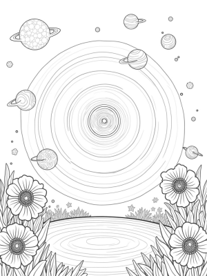 Cosmic Garden with Gears and Mandalas