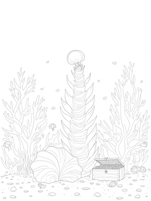 Underwater Garden with Coral and Jellyfish