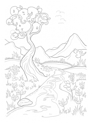 Serene Garden with Tree of Knowledge